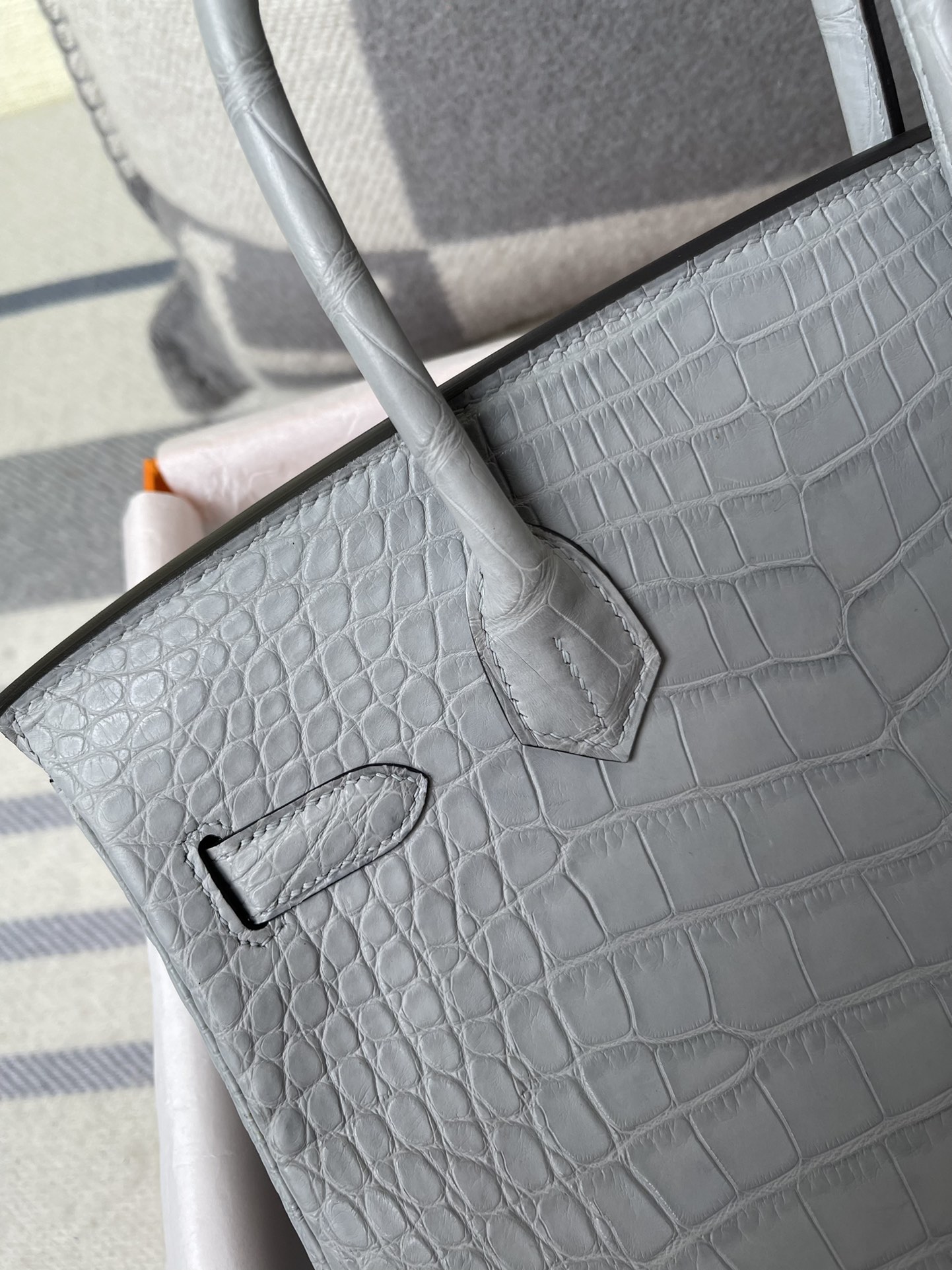 Hermes Birkin 30CM Handmade Bag In Light Grey Crocodile Niloticus Matte Skin